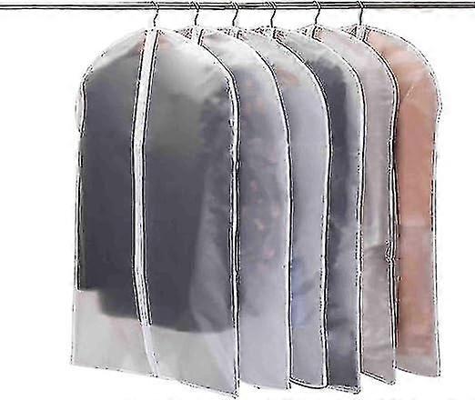 6 Pack Moth Proof Clothes Covers with Zipper - 60x100cm Wardrobe Storage (White)