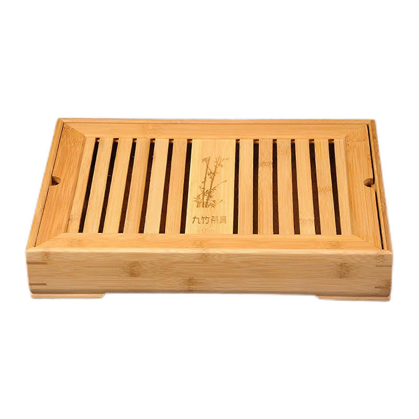 Rectangular Bamboo Reservoir Type Platter with Water Storage Tray for Teahouse