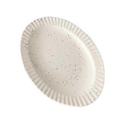 Large oval ceramic dinner plate set with modern stackable design for home, restaurant