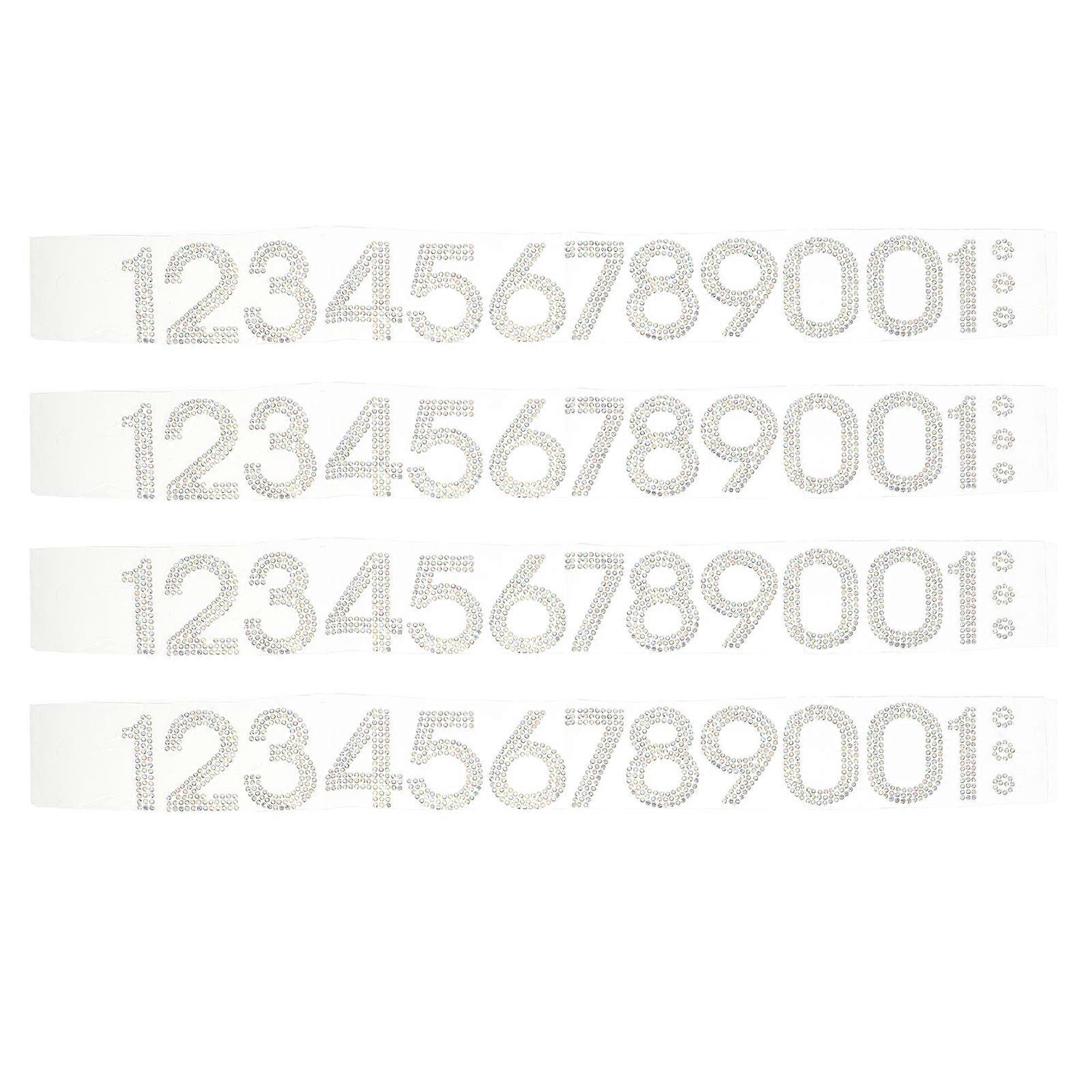 Sølv Rhinestone Nummerlapper for Klesdekorasjon 40 stk. Pakke