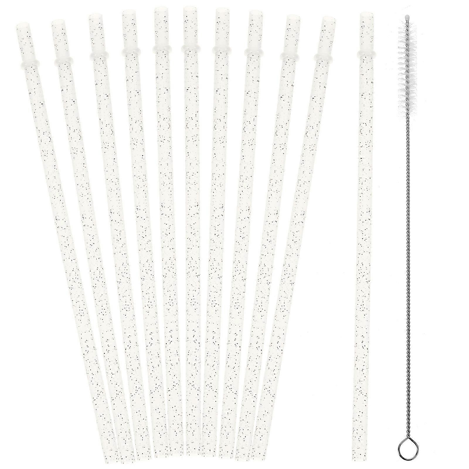 Reusable Drinking Straws Thicken Material Round For Summer Pool Party Gold Powder with Ring 0.28x0.28x9.04in 25Pcs