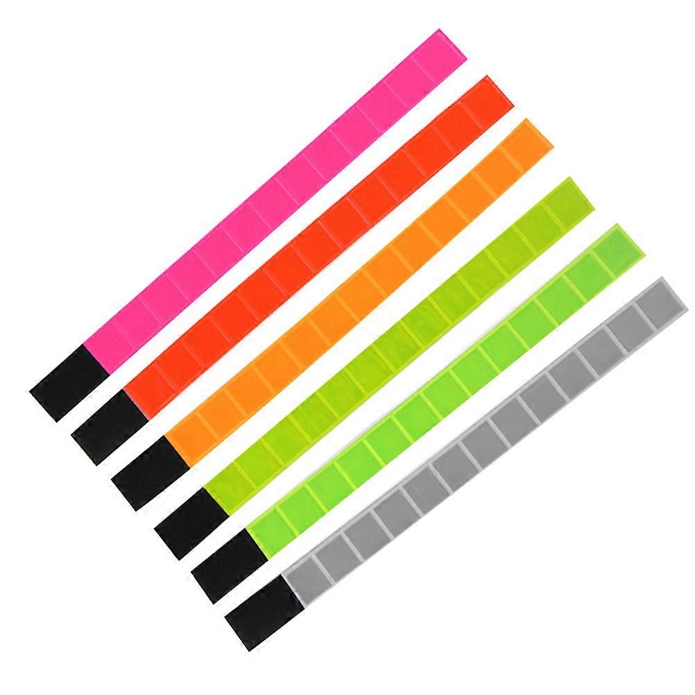 Walking Reflective Gear Reflective Arm Bands High Visibility Running Cycling Adjustable 37.5*3CM Mixed Color 6Pcs