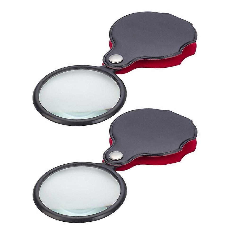 Magnifying Glass Mini Folding Magnifier for Travel and Science Class Portable Design Metal and Glass Small Magnifier for Seniors 2Pcs