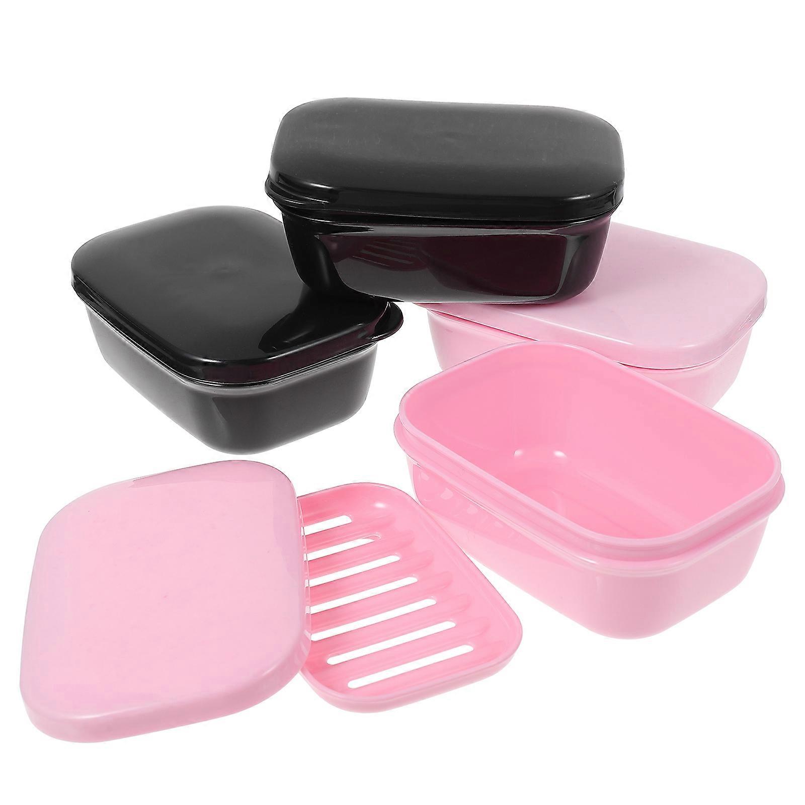 Double Layer Drainage Soap Holder Portable Simple Style 4Pcs