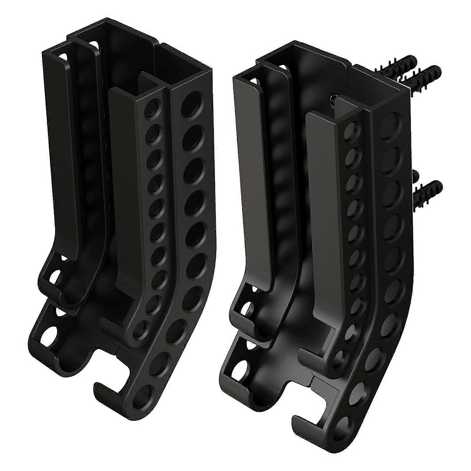 Pack of 2 Wall Mounted Battery Organiser, 2 Slots for 10 AA and 10 AAA (Black)