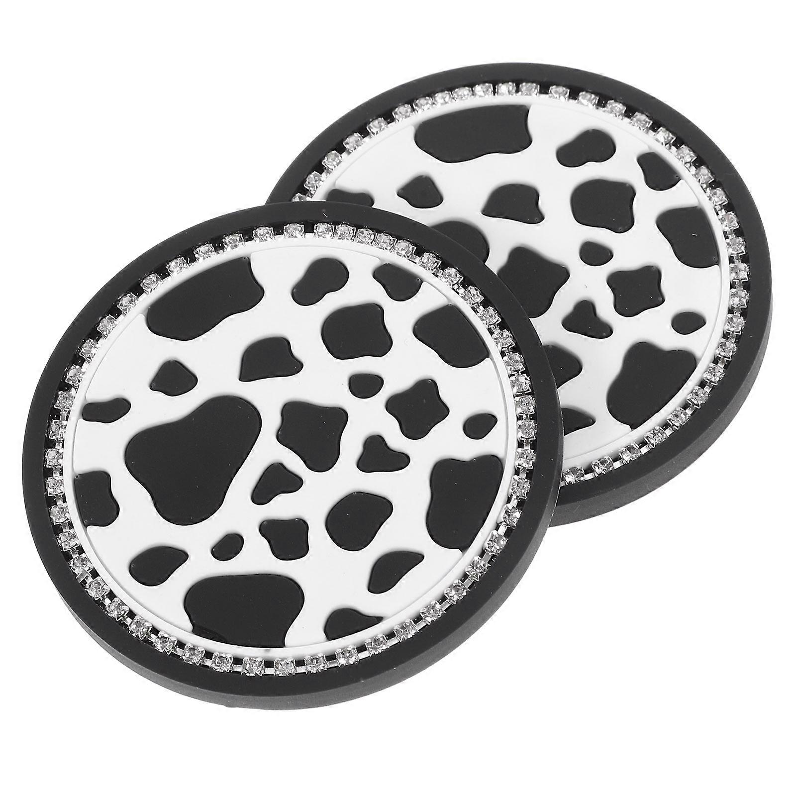Car Cup Coasters Non Slip Prevents Spills Black PVC Material Square Shape Elegant Style Car Owners 2Pcs