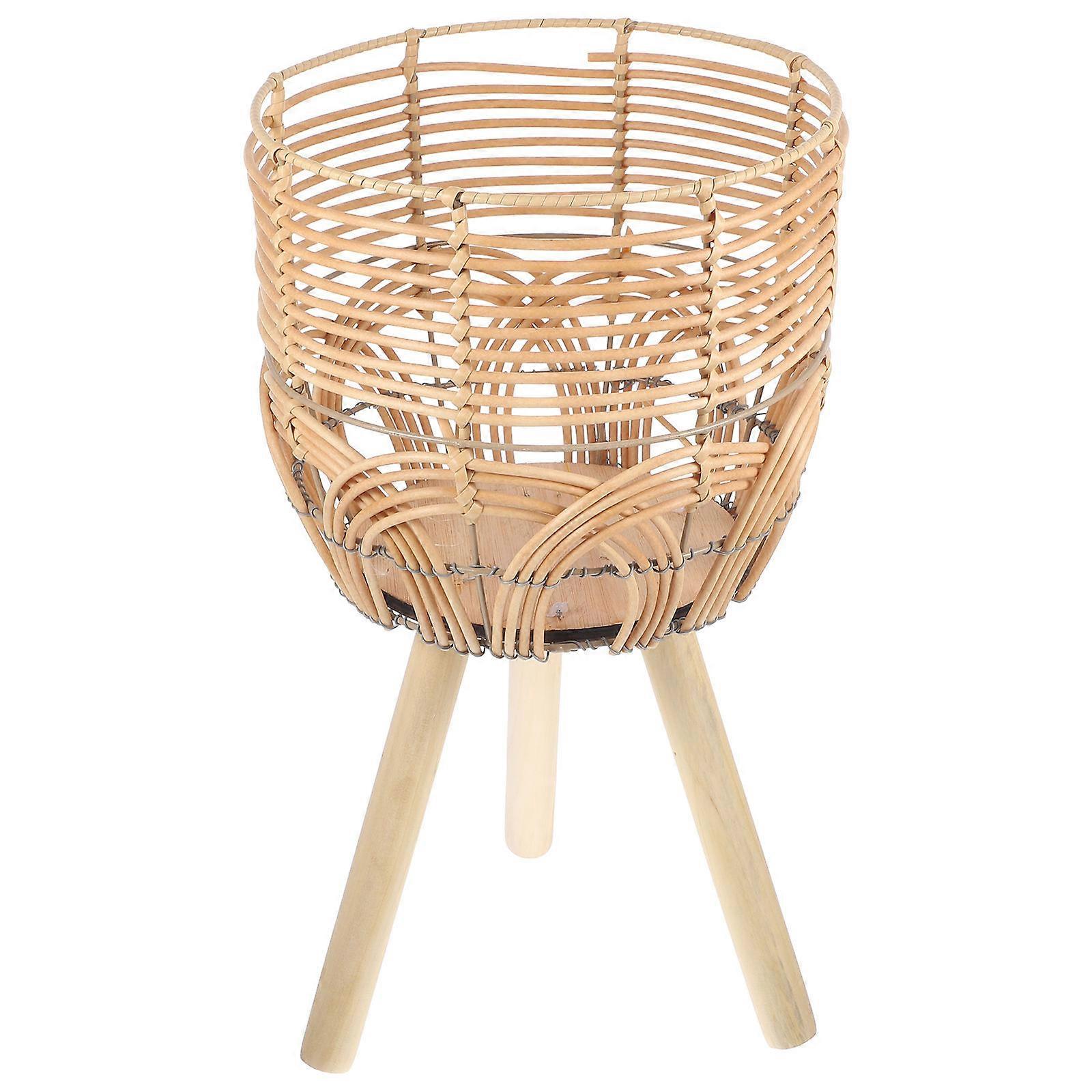 Beauty Bamboo Planter Pot Basket Home Decor Indoor Planter Pots Beige 26.5X46CM Standing Legs 1Pcs