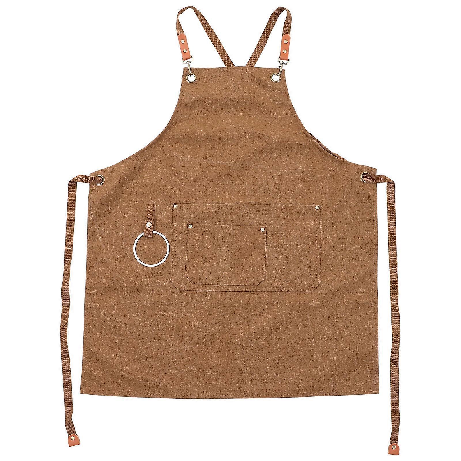 Aprons For Men Canvas Headphone Loop For Brown 80.00X68.00X0.20CM Washable 1Pack