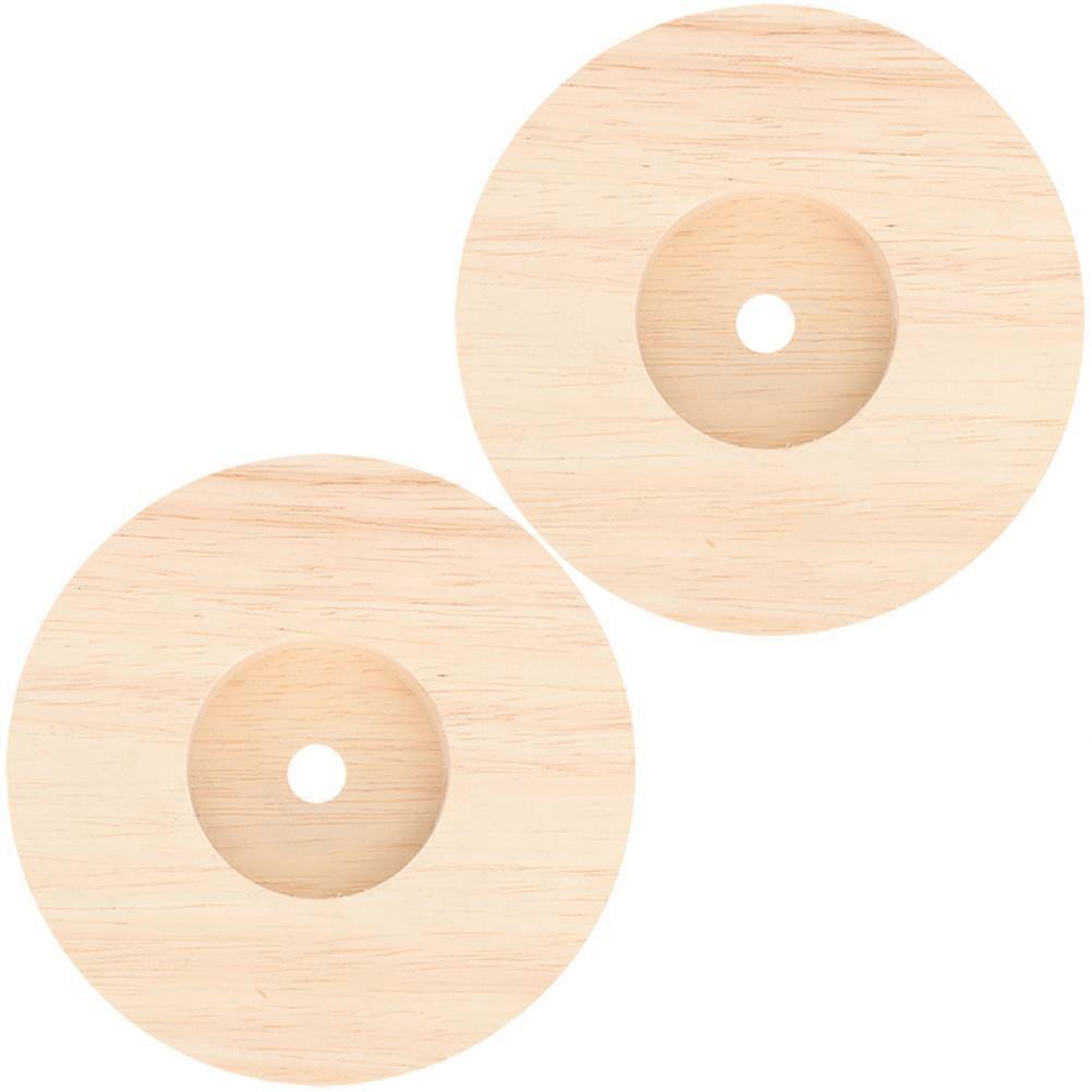 Wooden Table Lamp Base Round Shape Diy Accessory For Study .7X4.7X0.8in Stable Support 2Pcs