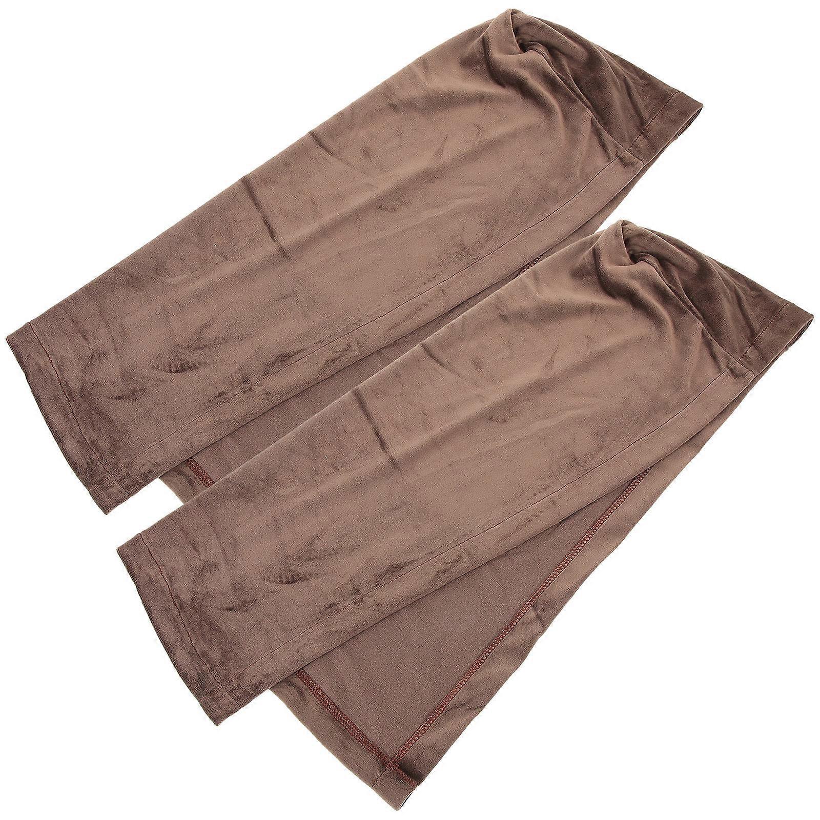 2pcs Khaki Elastic Armrest Protectors Comfortable Sofa Armrest Covers Solid Color Protective Cloth for Home Office Use