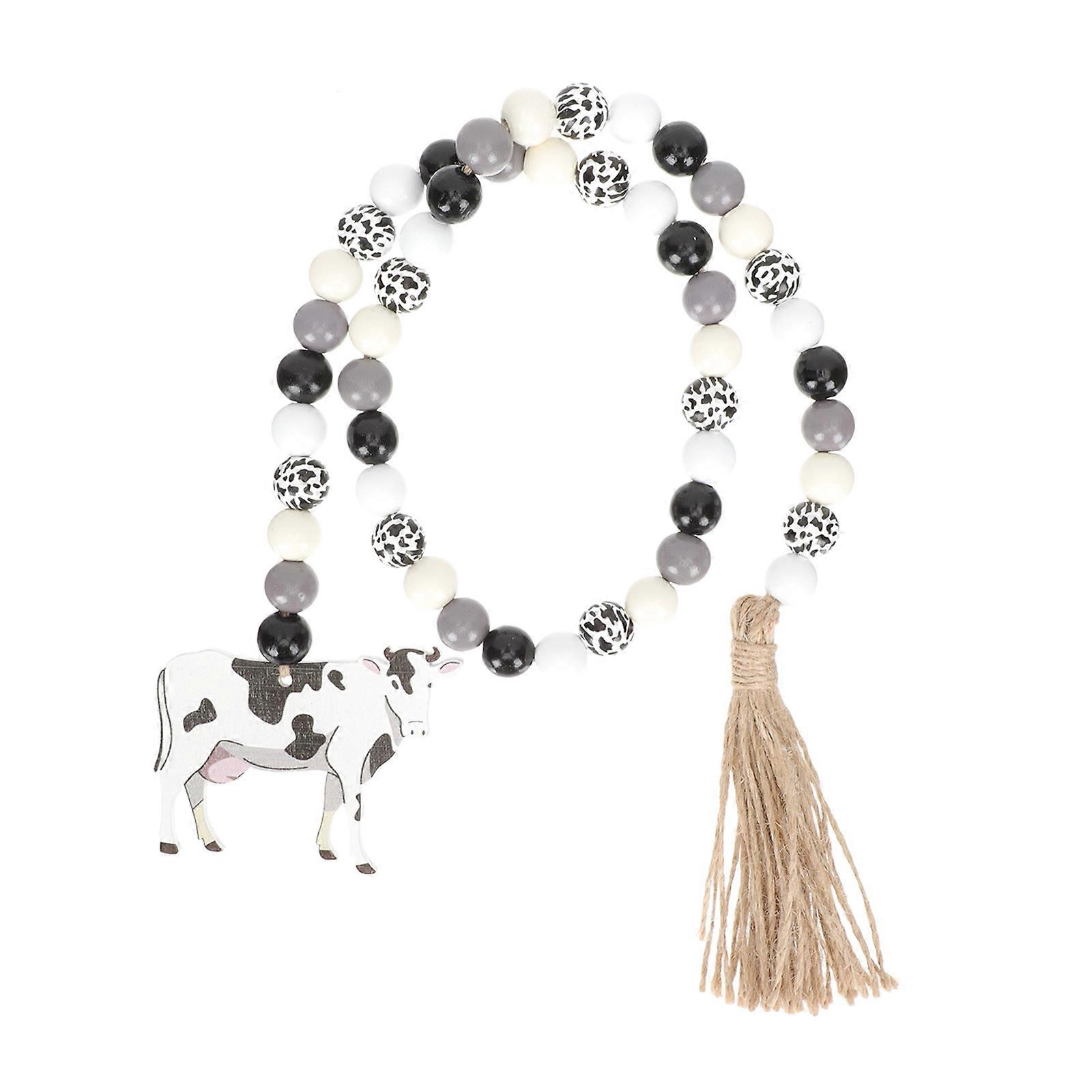 Wall Hanging Decor Pastoral Style Beads String Ornament Delicate Wood Beads String Pendant For Home Decor Tassel 1Set
