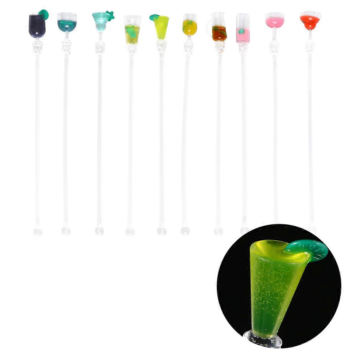 Mixing Rod Bartending Stir Stick Reusable Candy Stick Stirring Rods Cocktail Drink Mixer Accessory Design Round Bead Style 23Cm Random Color 20Pcs