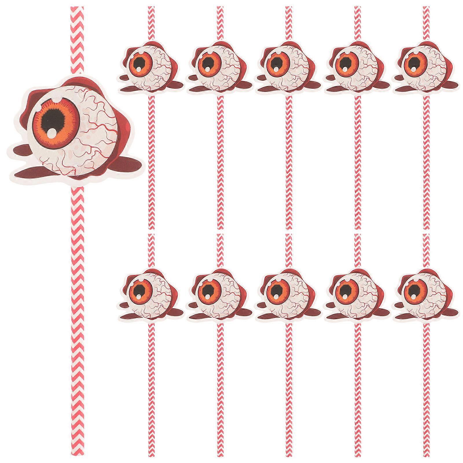 Halloween Party Paper Straws Drinking Spider Shape Red 19.5x0.5cm Photo Props 24Pcs