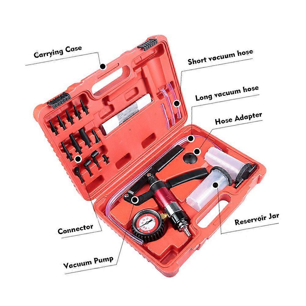 Professional Car Auto Hand Held Vacuum Pressure Pump Brake Bleeder Adaptor Fluid Reservoir Tester Vacuum Bleeding Test Kits Kits 2 in 1 Tool Kit Vacuu