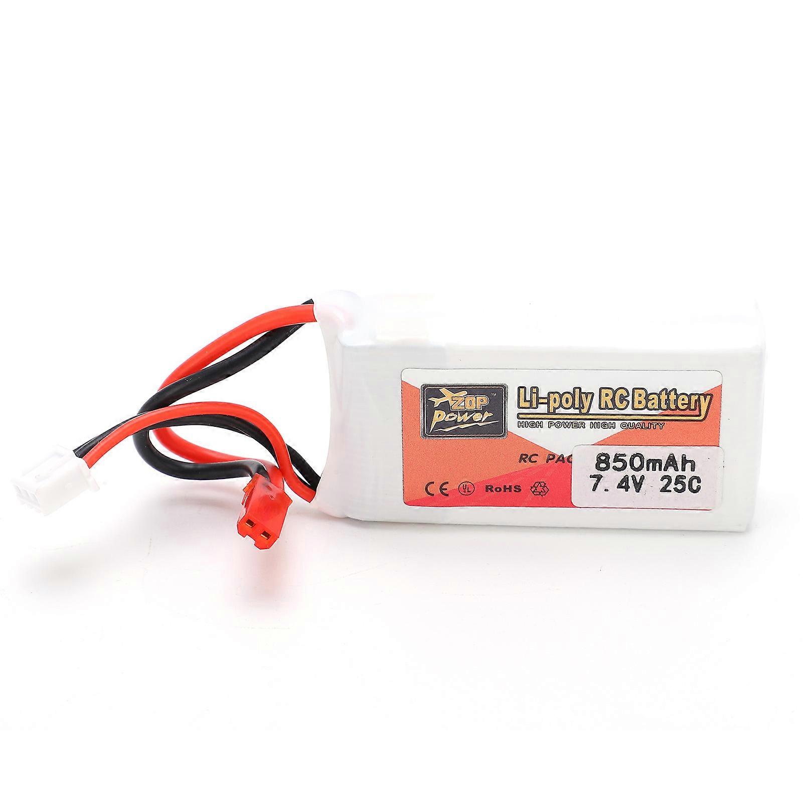 7.4V 850mAh 25C LiPo Rechargeable Battery JST Plug for RC Cars Boats Helicopters