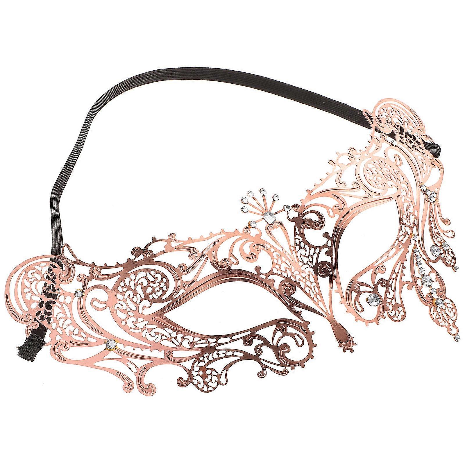 Masks for Masquerade Parties Metal Half-Face Masquerade Mask Performance Props Rose Gold 17 x 7 x 11.5 Cm 1Pack