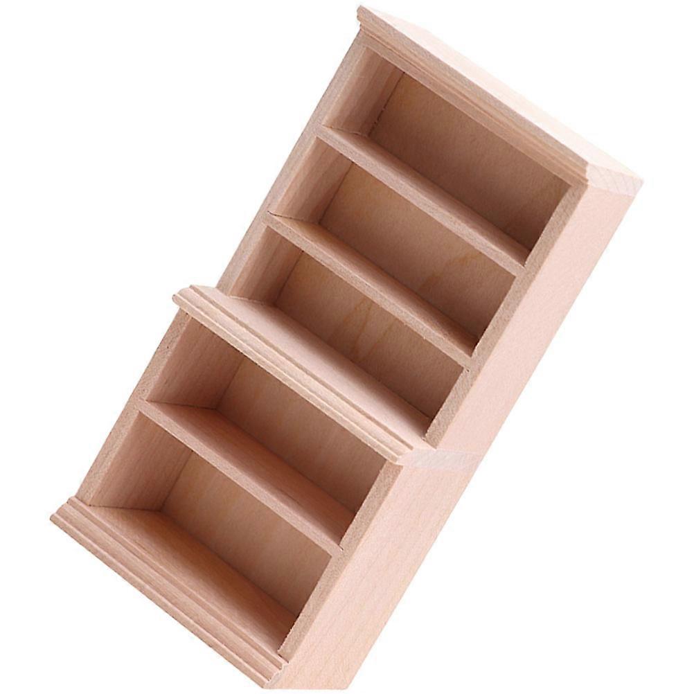 Mini Adornment Bookshelf Wooden Model Toy Modern Simple Design Light Yellow 14.4x7.5x3.8cm House Decoration Ornament 1Pack