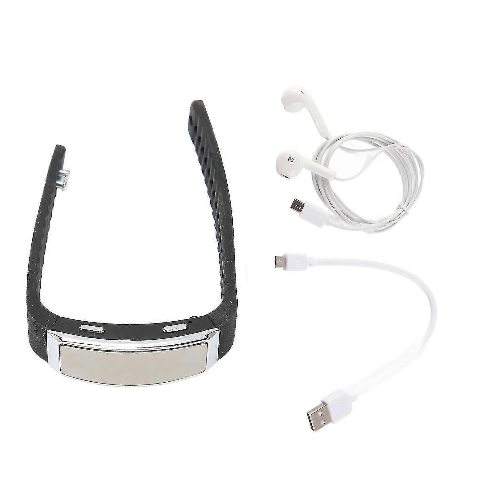 HD Noise Reduction Voice Activated Rechargeable Music Player Recorder Wristband for Class Meeting Black 16GB