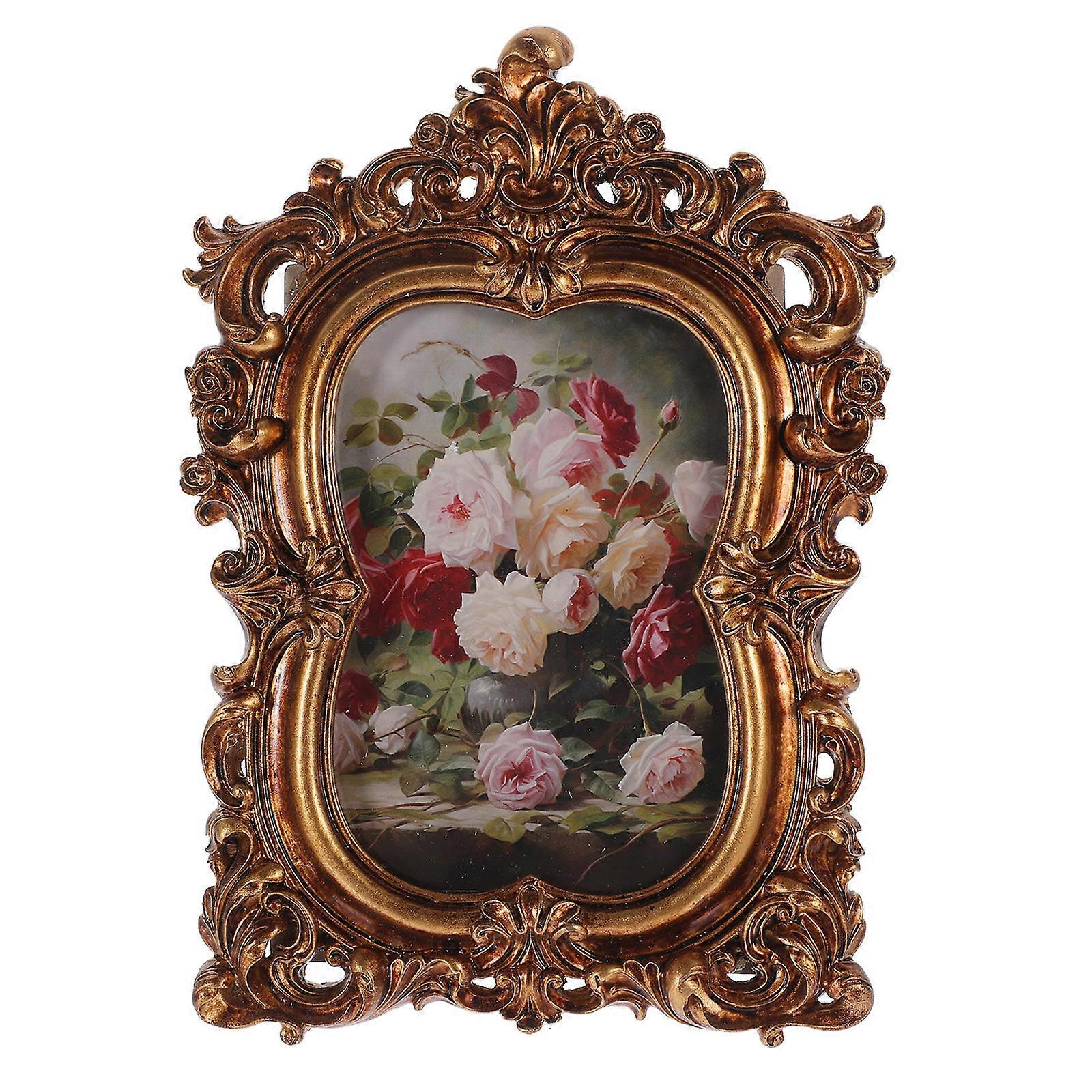 Retro Photo Frame Wall and Tabletop Use Rectangular Shape Vintage Design for Home Decor .4X6.7X0.8in 1Pcs