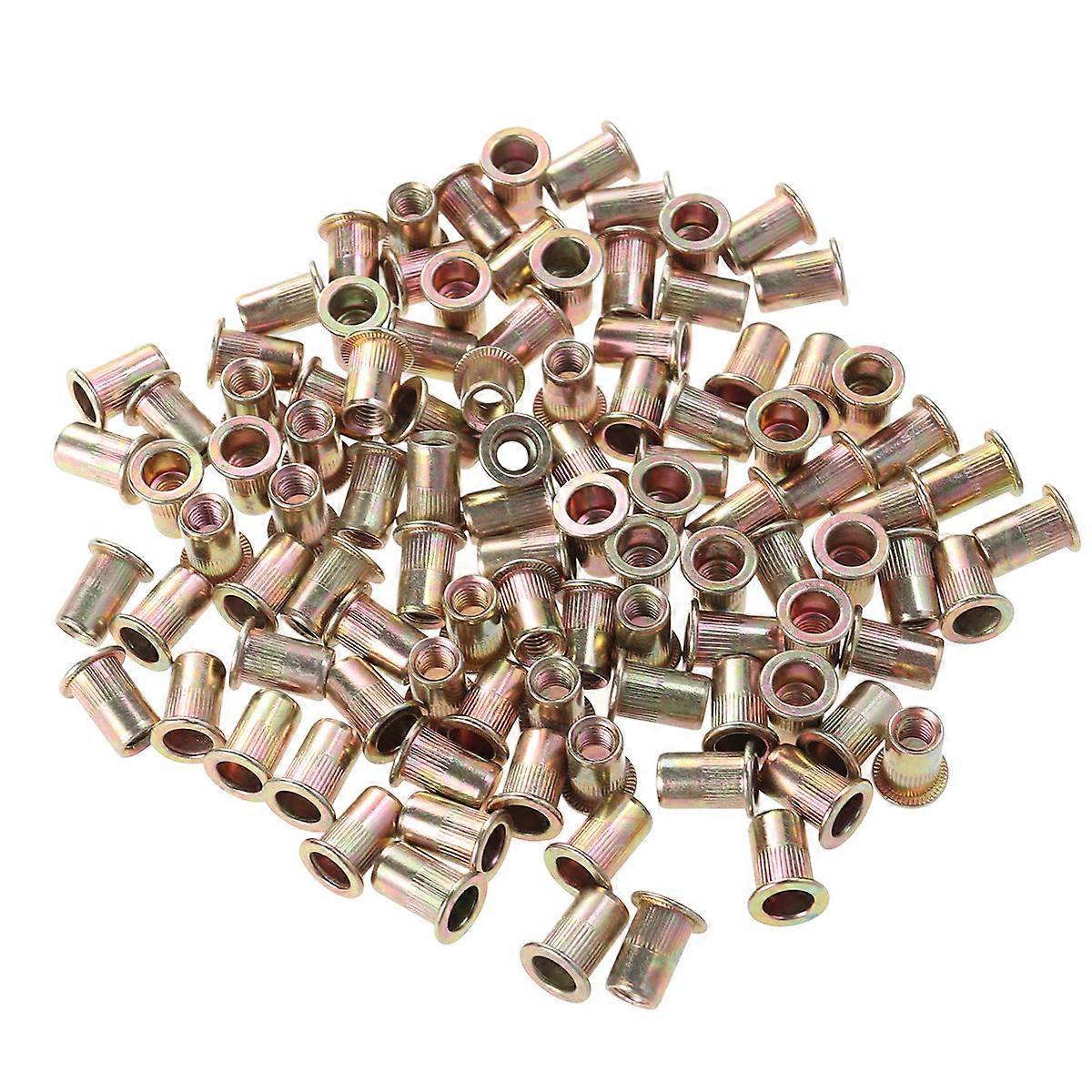 Flat Head Column Rivet Nut Fastening Stainless Steel M6 100Pack