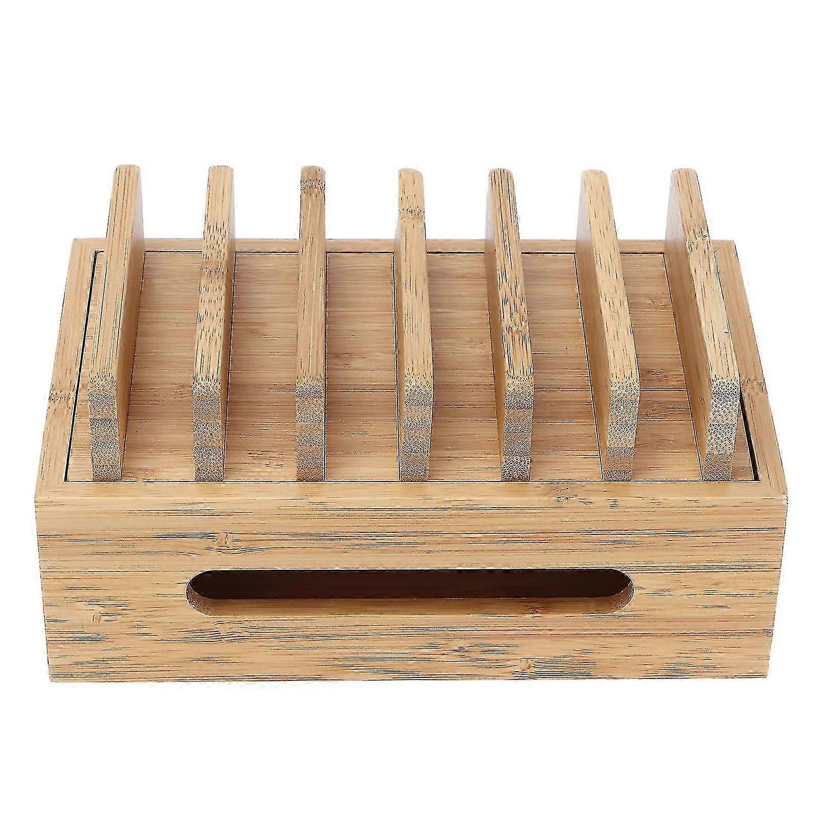 Bamboo Charging Station, Multi Device Phone Docking Station, Portable Tablet Organizer for Home Office