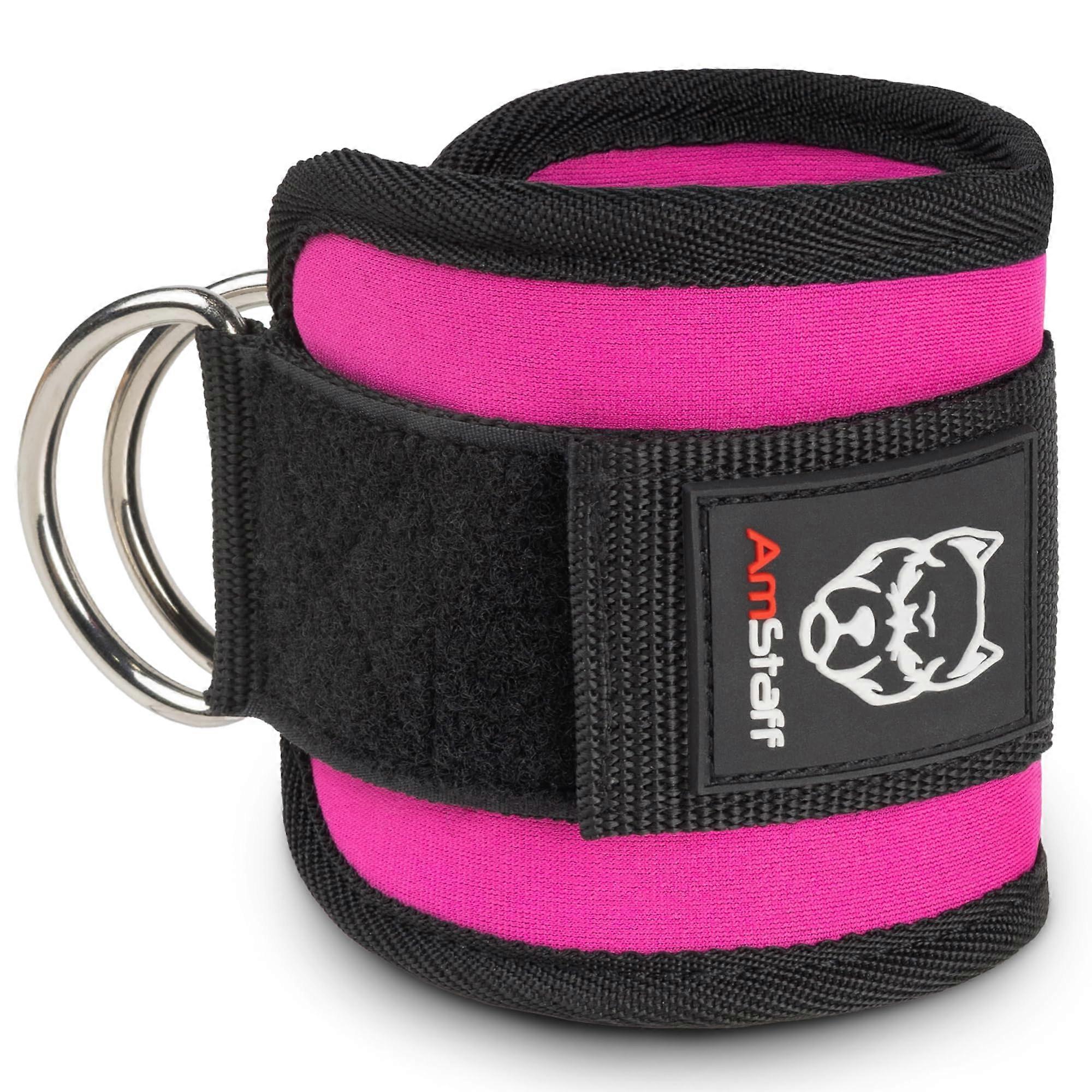 Ankle Straps for Cable Machines, Padded Ankle Sleeves for Glutes, Adjustable Cable Attachment, One Size Pink Single