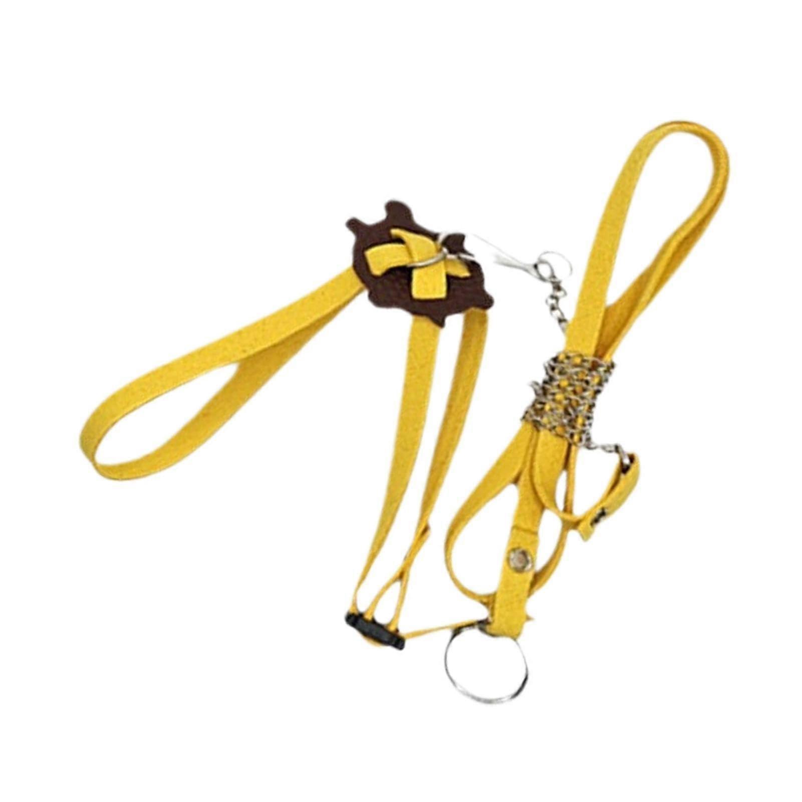 Turtle chest harness, adjustable outdoor leash Soft collar for gecko, yellow