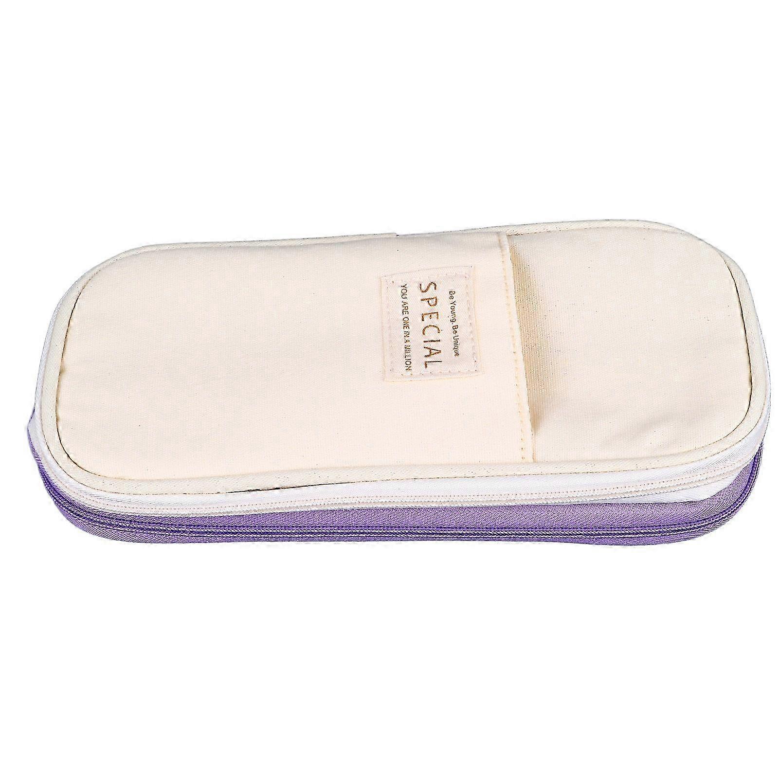 Large Capacity Pencil Case Multipurpose Canvas Bag Portable Double Layer Pouch for School Office Library