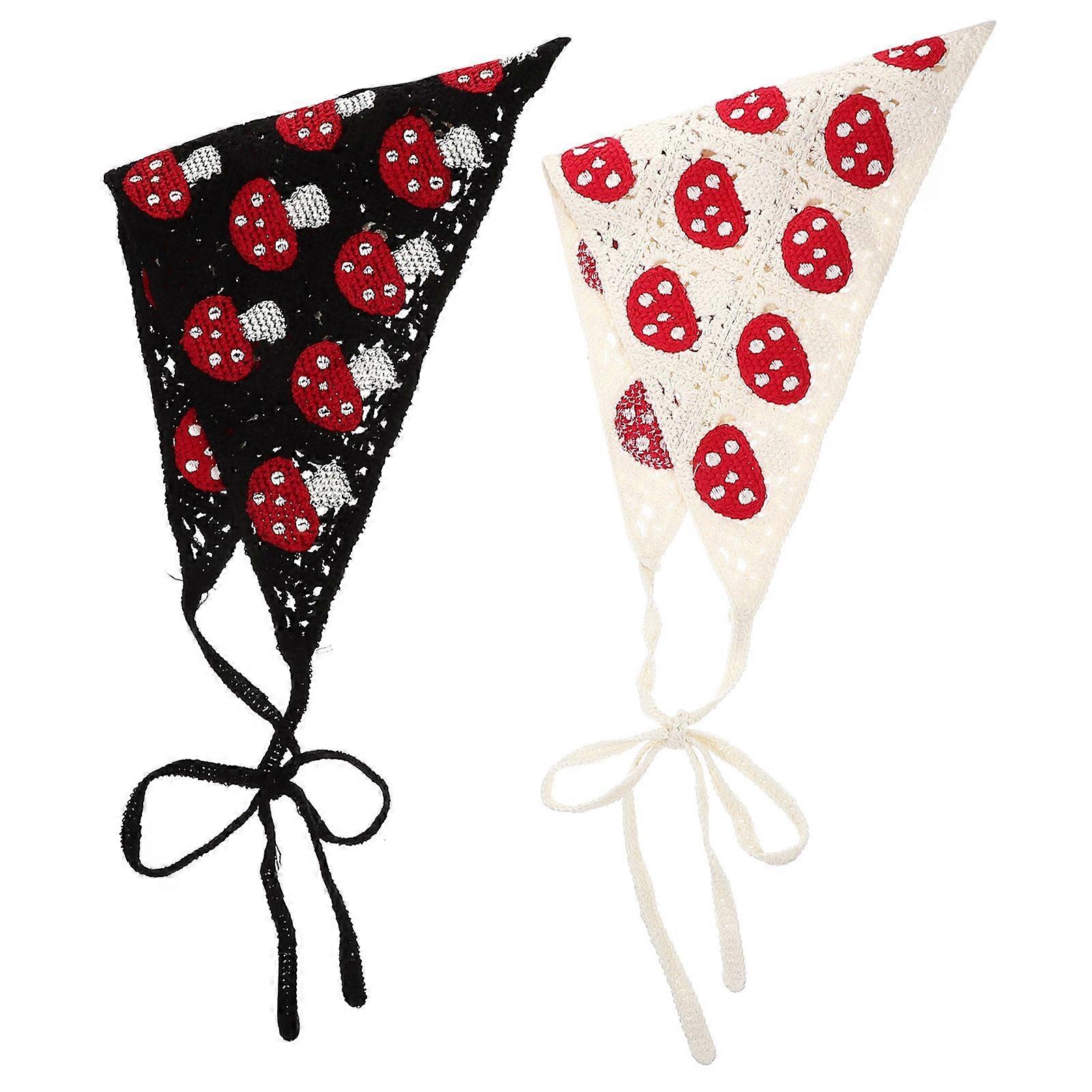 Woman Headband Crochet Design Proms And Parties Accessory Cotton Triangular 2Set