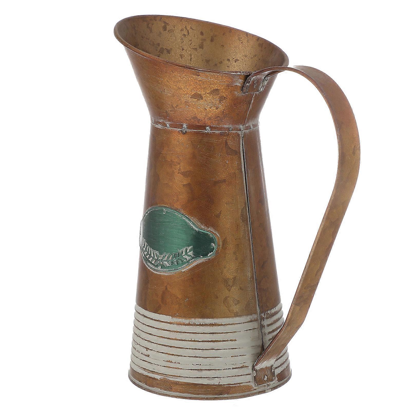 American Style Retro Iron Flower Vase with Unique Handle for Storage Use and Flower Arrangement