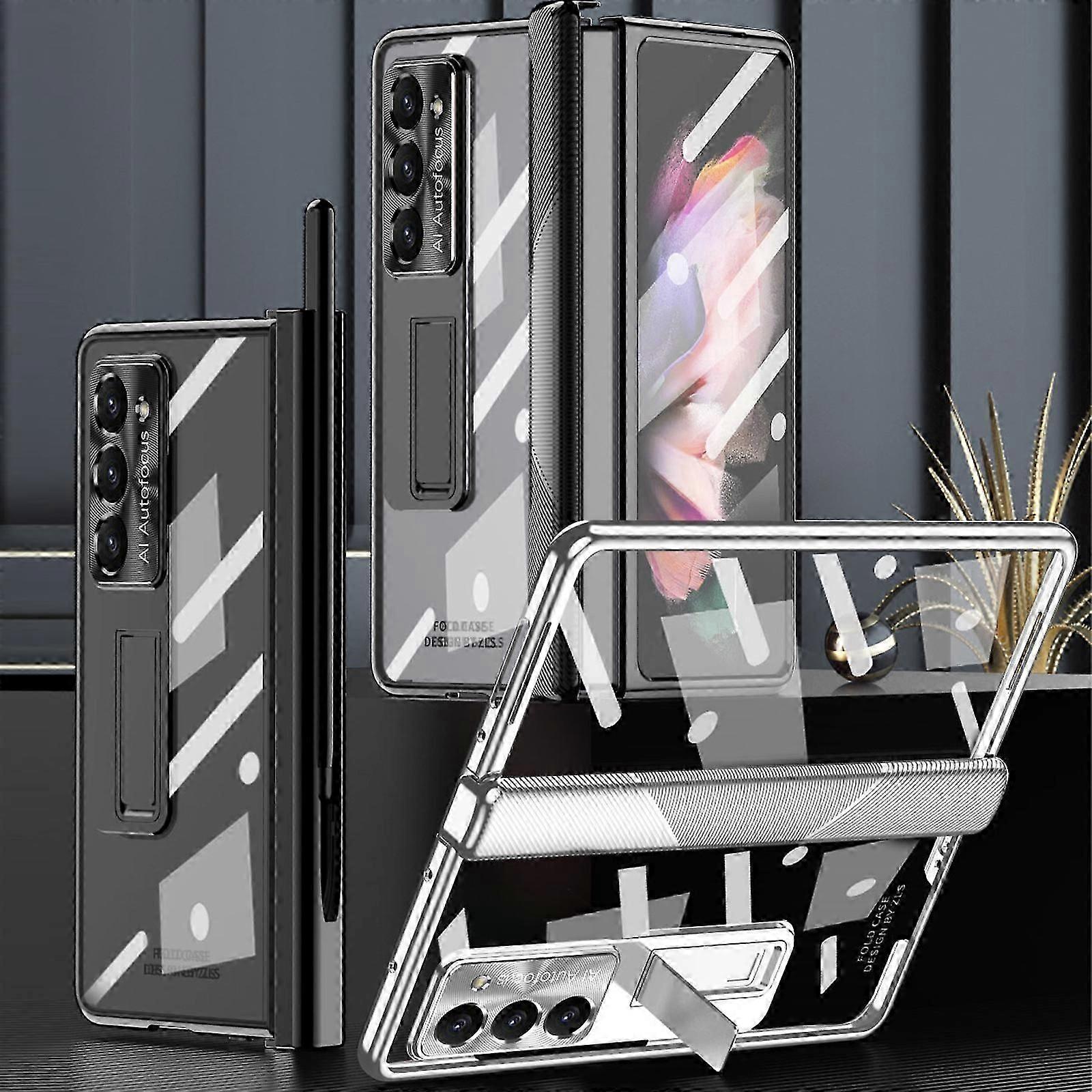 Samsung Galaxy Z Fold 5 için S Kalem Tutucu ve S Kalem, Kaplama Manyetik Menteşe Koruması ve Ekran Koruyucu ve Kickstand ve Lens Film Kılıfı Z Fold 5