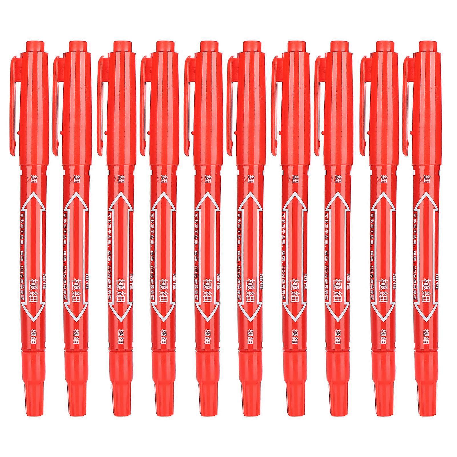 10pcs QuickDrying Marker Pen DoubleEnd Art Drawing Writing Colored Marker Set(Red )