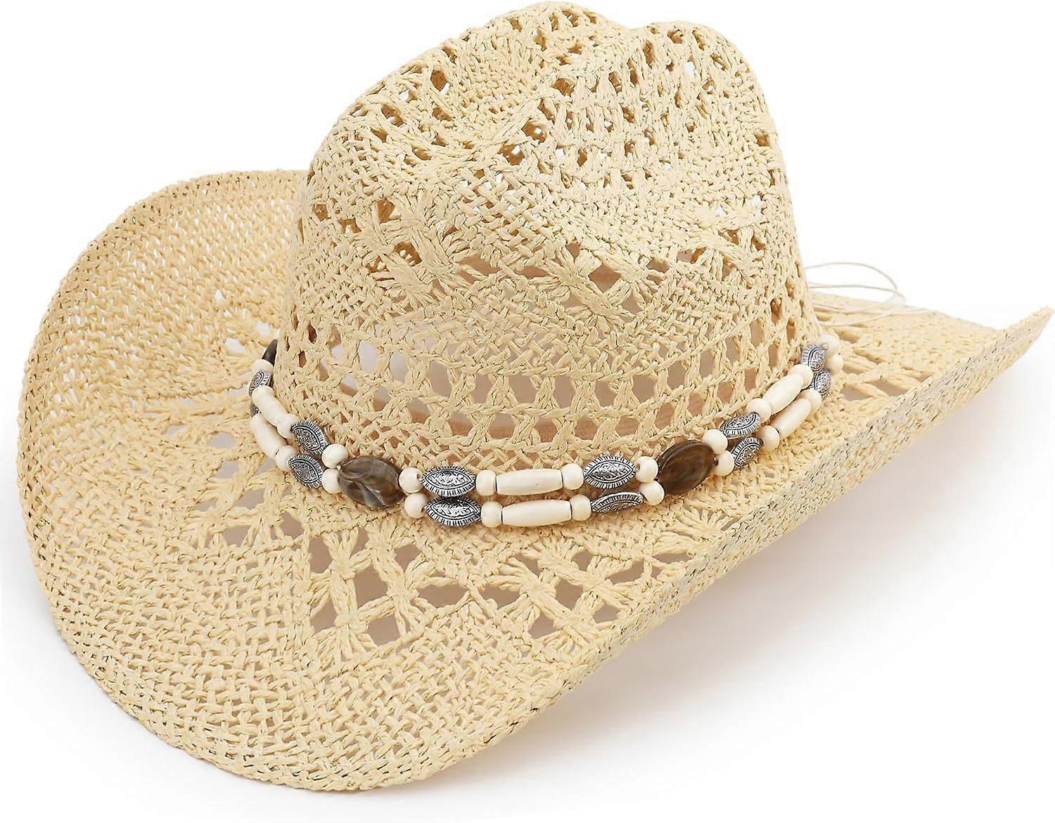 2025最新モデル麦わらカウボーイハット、ウエスタンカウガールハット、つばの広いサンビーチハット