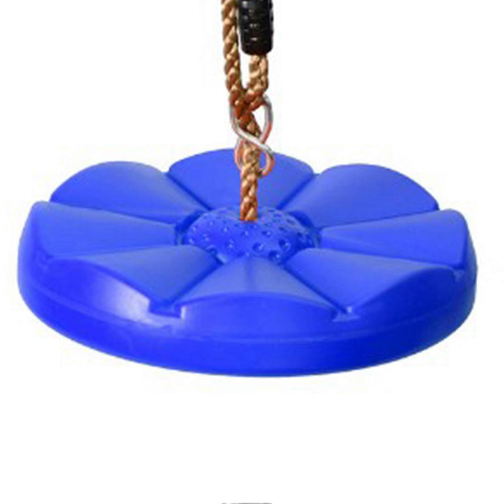 ヘビーデューティプラスチックディスクツリースイング、PEロープ付き子供用屋外遊具ブルー