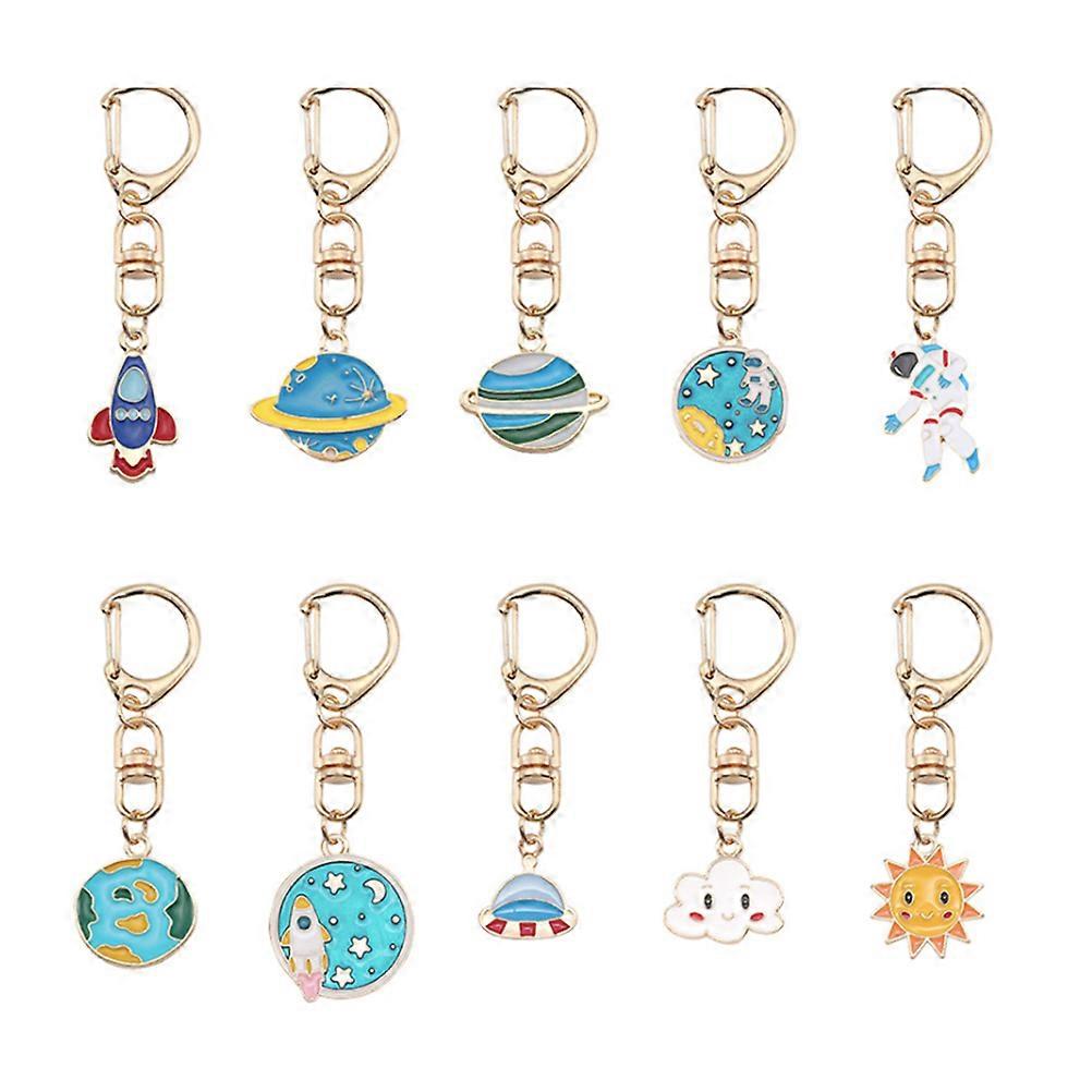 5pcsクリエイティブメタルキーホルダースタイリッシュな合金キーホルダーペンダント、バッグ、財布、バックパック、キーオーガナイズ用のユニークな宇宙飛行士デザイン