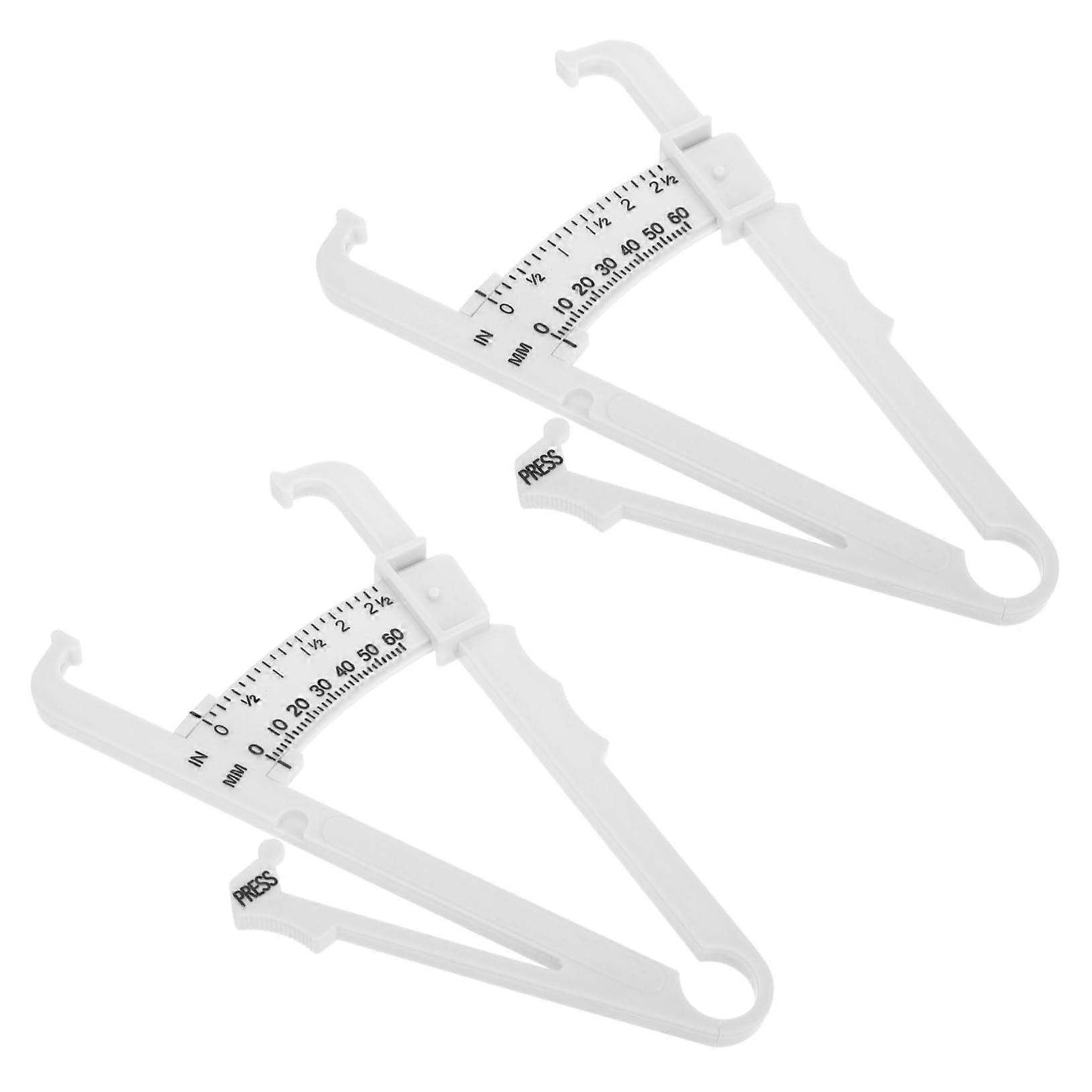 2 Pieces Fat Caliper Taille Body Fat Measurement Men Calculator Skin Fold Caliper Portable Fat Meter Measuring Tape Tool ABS Plastic White
