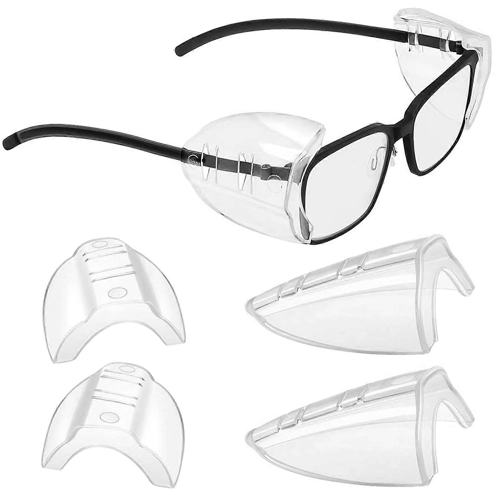 4 Pairs of Side Protectors for Glasses, Transparent, Flexible ClipOn Protection