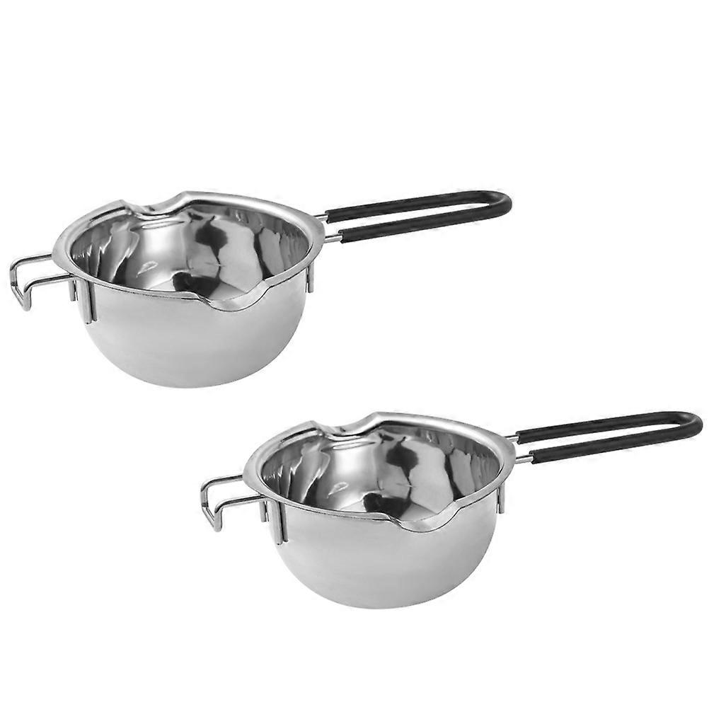 Stainless Steel Chocolate Melting Pot with Silicone Handle, Double Boiler for Butter & Cheese, 2pcs Set for Kitchen Use
