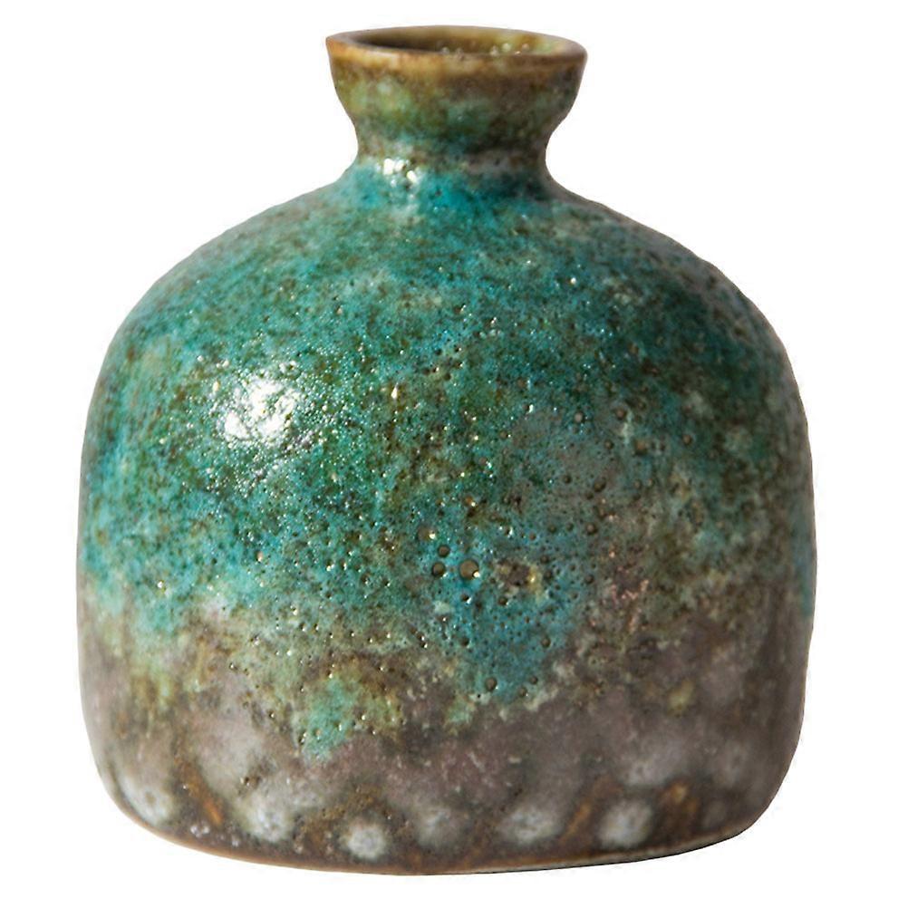 Dark Green Ceramic Vase for Decor Simple Artistic Design Material 1Pc