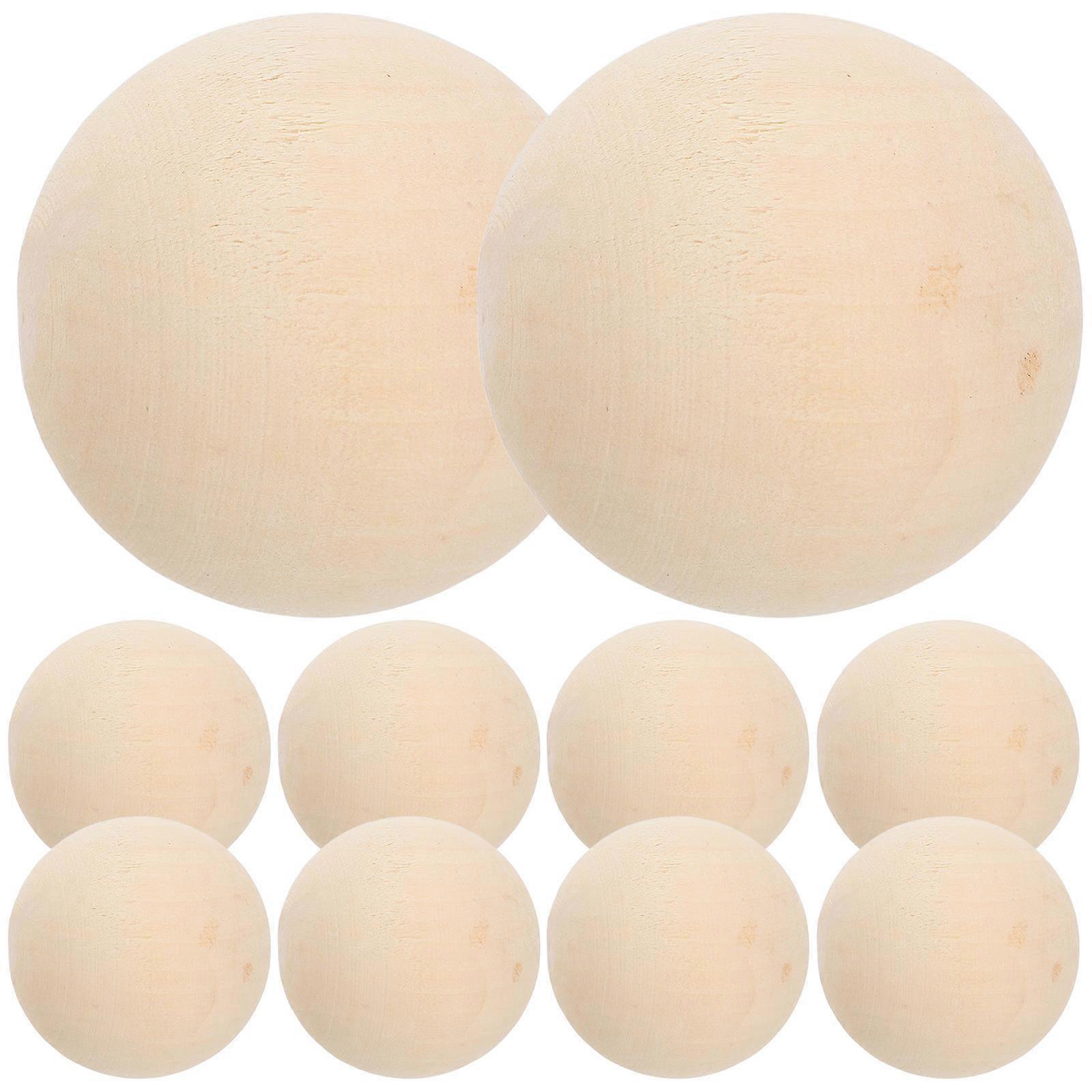 10pcs Large Round Graffiti Balls No Wooden Beads Safe Natural Wood for DIY Crafts Art Projects Enhance Motor Skills Learning Fun