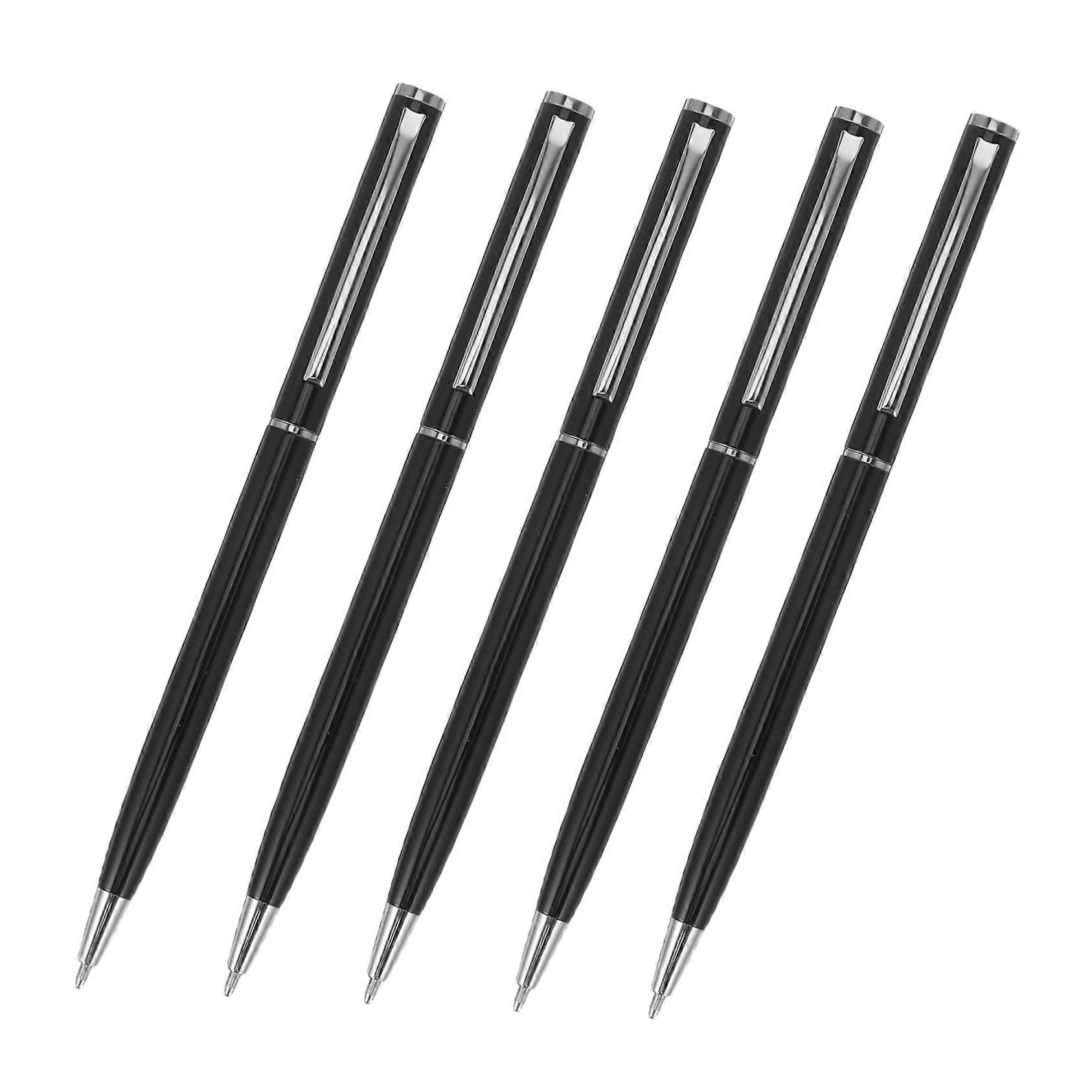 5-Piece Retractable Refillable Ballpoint Pen Set - Smooth Writing Ink Pens for Office Work and Check Signing