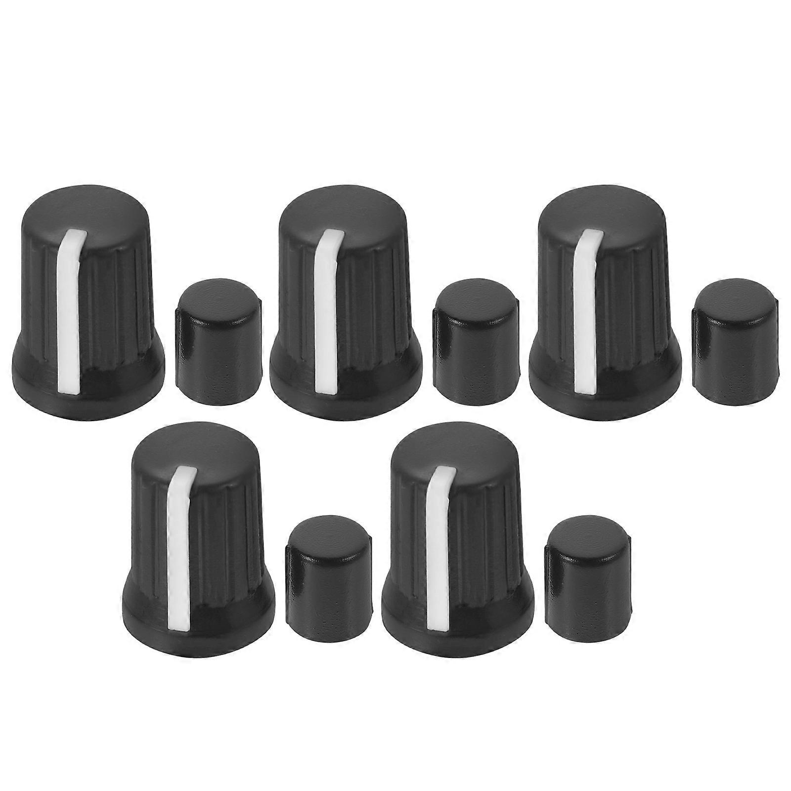 Tone Control Round Potentiometer Volume Knobs Black Plastic Material For Musicians And Electronics Users 5Pcs