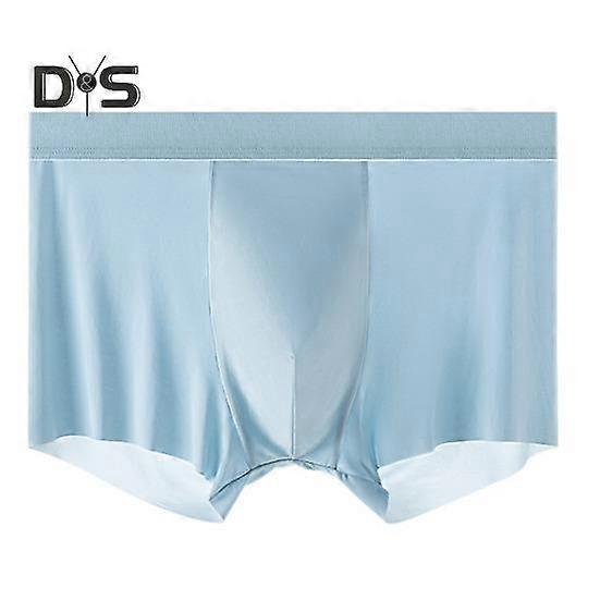 Men Ice Silk Boxer Briefs Mid-rise Wide Waistband Ultra Thin Ice Silk Shorts Underwear Solid Color U-convex Panties