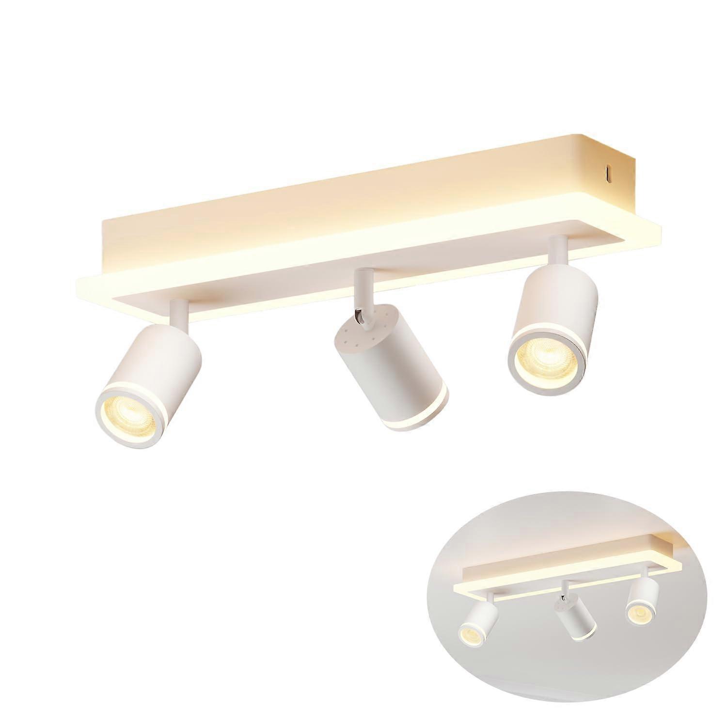 White Ceiling Spotlight 3 Bulbs Swivelling 350° LED Ceiling Light White GU10 (Bulb Not Included)