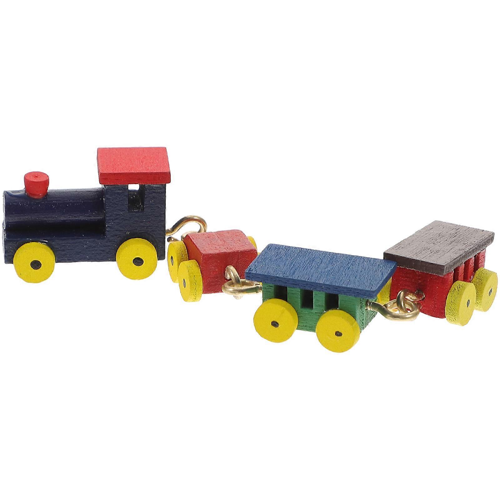 Wooden Mini Train Decor for Doll House Scene Adornment Lightweight and Practical 4.5 x 2.3 x 1.2 inches