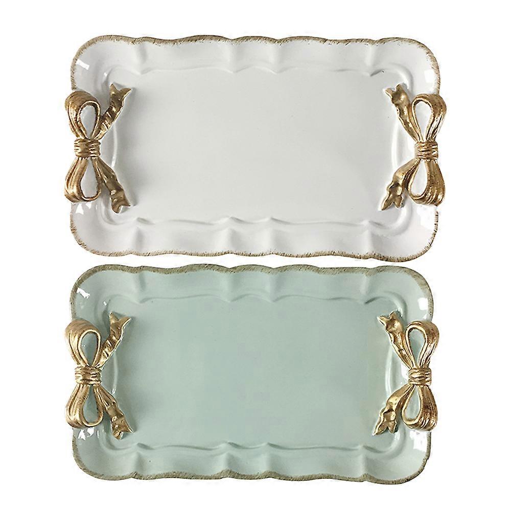 Resin Jewelry Tray with Bowknot Charm for Holding Snacks and Accessories 2pcs Assorted Color
