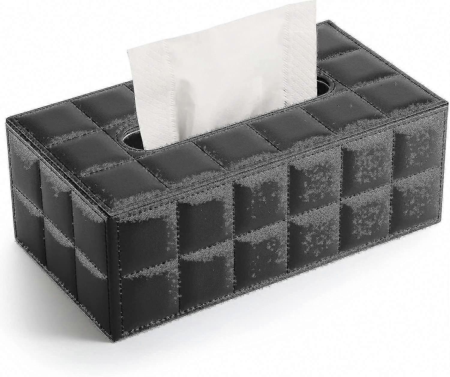 Leather Tissue Box Cover - Black Cosmetic Tissue Holder