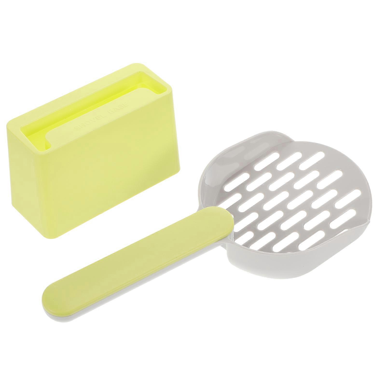 Green Pet Litter Scoop with Holder Made of ABS Material for Easy Cleaning in Any Size Litter Box 1 Set