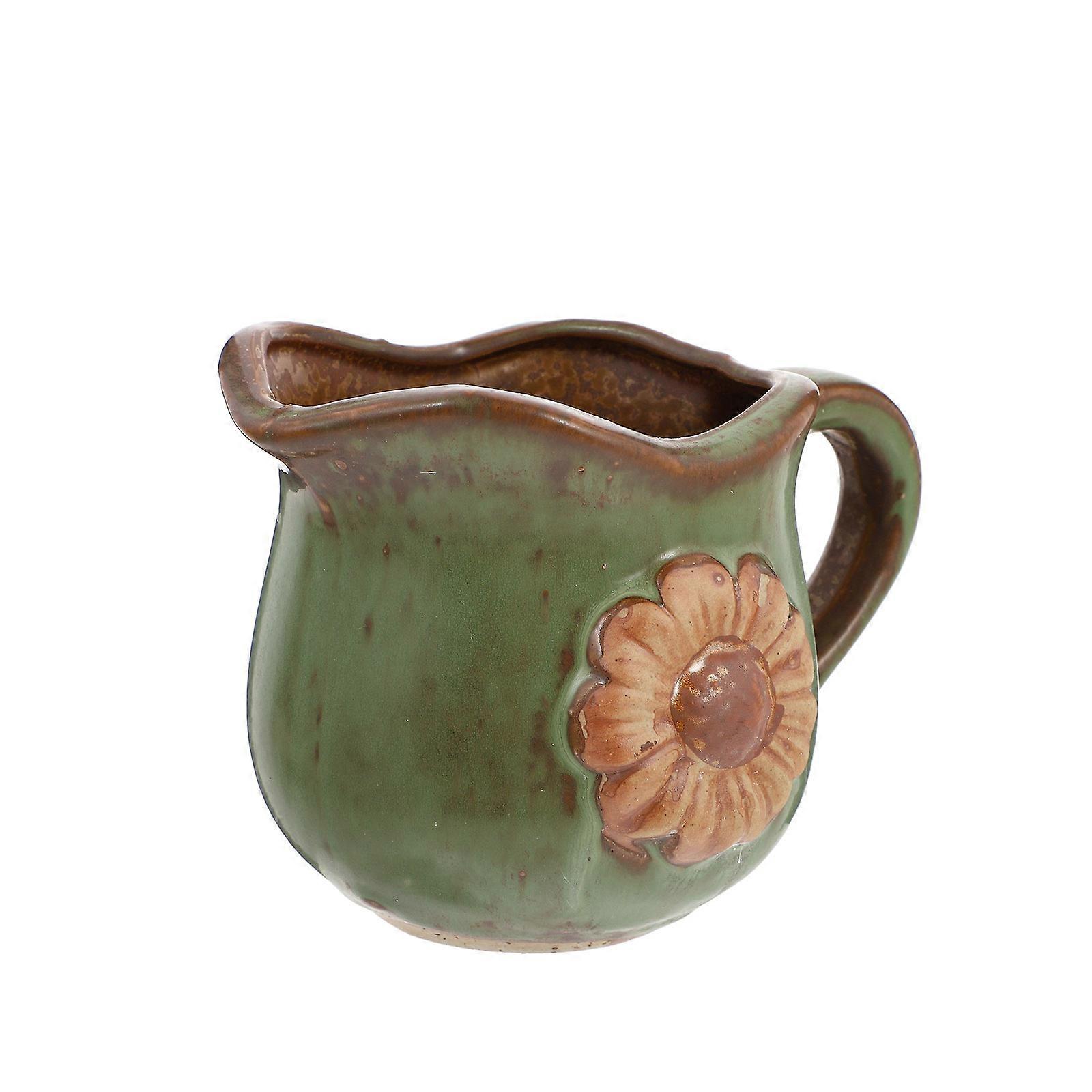 European Style Daisy Pattern Succulent Pot With Drainage For Home Decor Vintage Flowerpot For Plants And Use