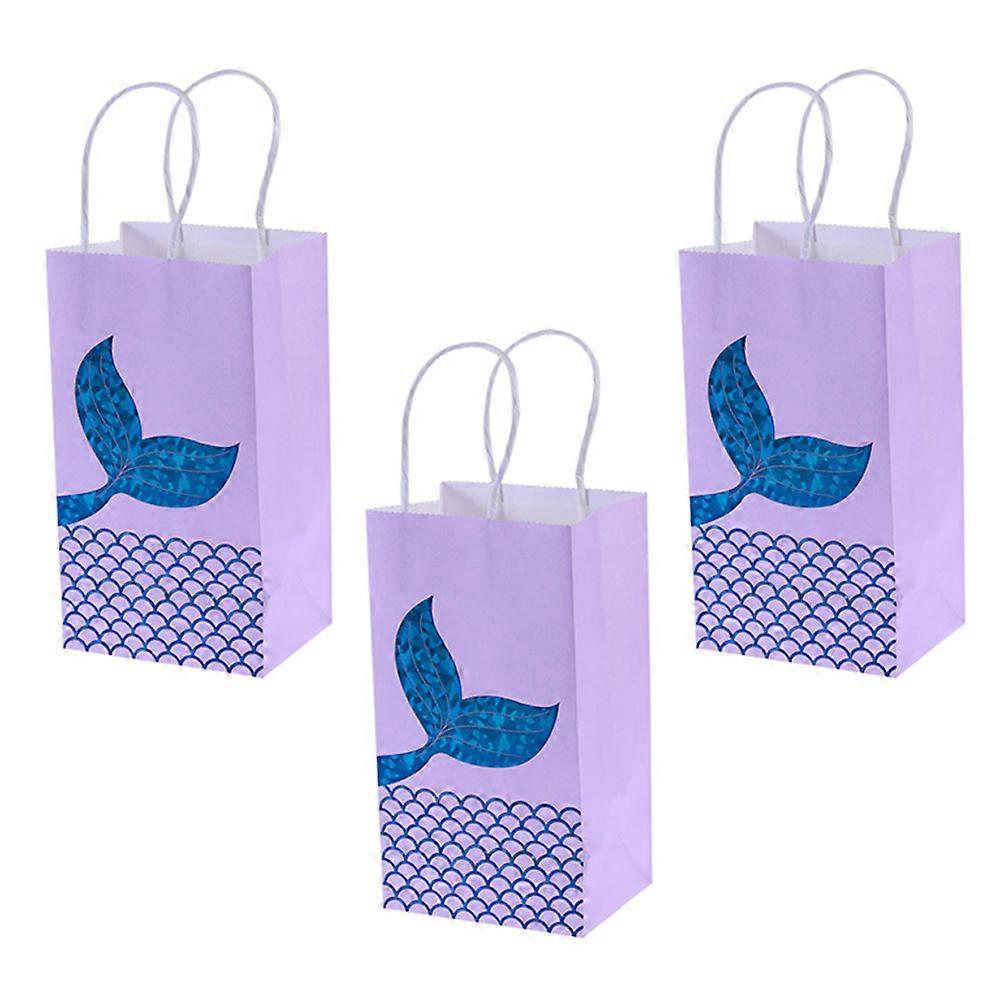 10pcs Cartoon Gift Bags Mermaid Tail Paper Bag Candy Pouch Kids Birthday Party Decoration Wedding Favors (Blue)